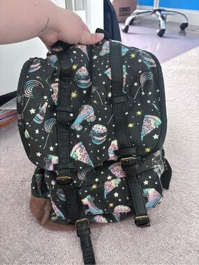 Mossimo Supply Co. Black Drawstring Backpack with Pastel Galaxy Accents